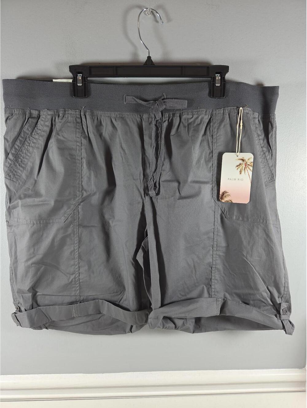 Palm Rio Women's Pull On Shorts Gray 3X NEW Summer Casual